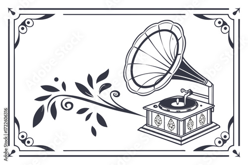 vintage gramophone with vinyl record