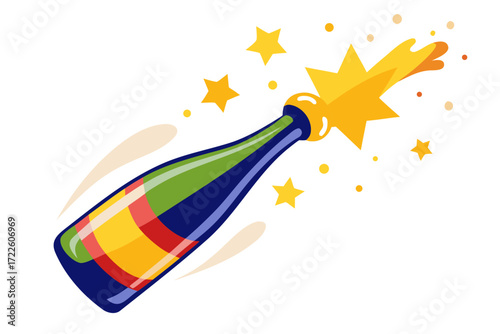 illustration of a man holding a bottle of champagne