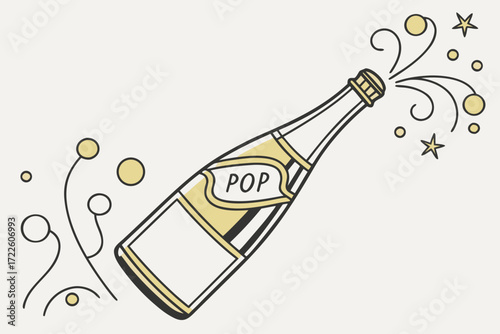 champagne bottle and glass