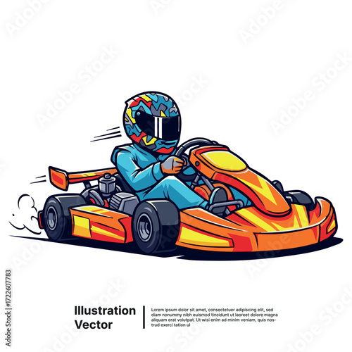 Go-Kart Racing Exciting Illustration of a Racer in Action for Sports Enthusiasts