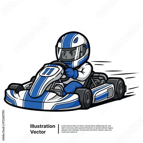 Dynamic illustration of a speedy go-kart racer in action, showcasing competitive spirit and excitement