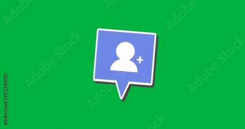 Designers adding follow bubble icon on transparent background showing avatar-plus graphic for tech