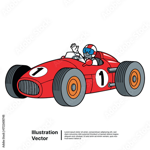 Vintage Race Car Illustration A Classic Racer's Triumph