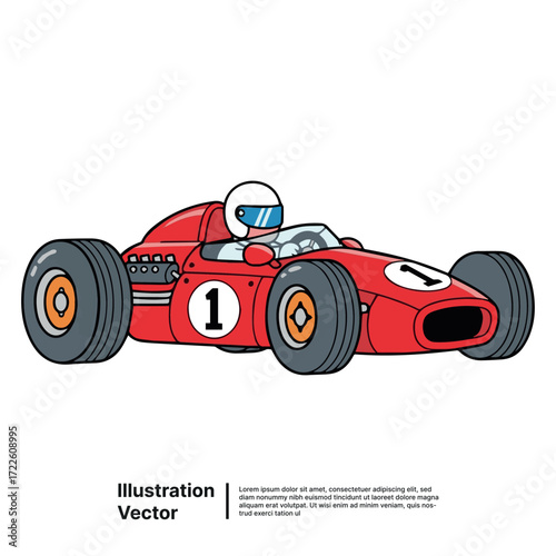 Vintage Formula 1 Racing Car Illustration - Classic Motorsport Speedster