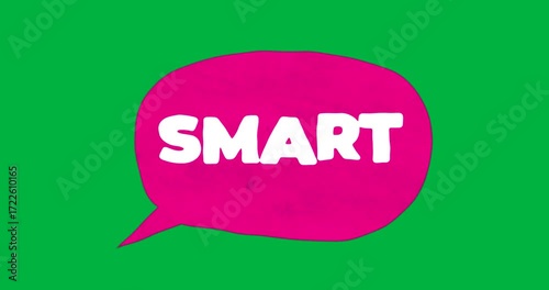 Pink speech bubble floating on transparent background, showcasing white SMART text business design