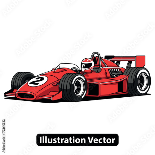 Red Formula Racing Car Illustration A Dynamic Graphic Depiction of Speed and Competition
