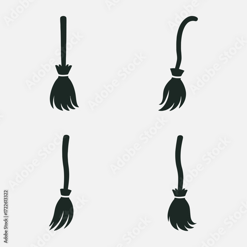 ilustrasi siluet sapu penyihir untuk haloween