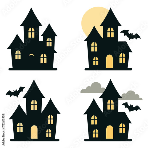 Wallpaper Mural Haunted House Halloween Clipart Set – Spooky Variations Torontodigital.ca