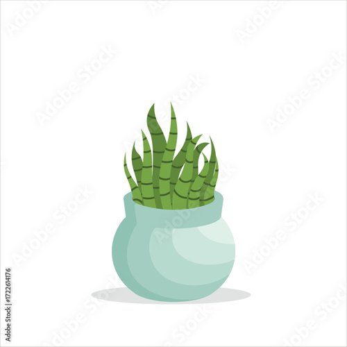 Snake Plant Decorative Plant on a Pot Colored Flat Illustration