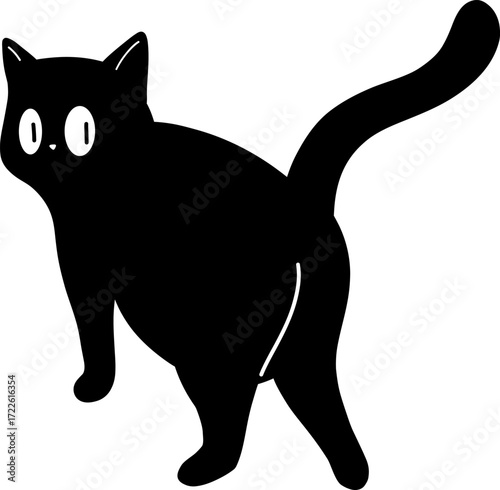 A black cat silhouette facing away