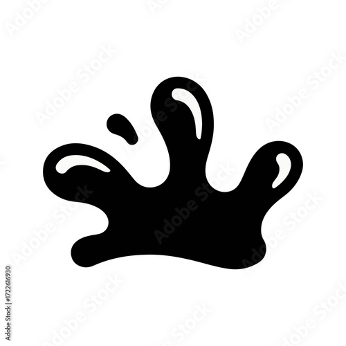 Abstract black ink blot element, representing a splatter or stain, perfect for design