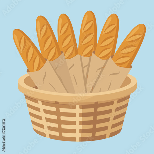 Basket of Freshly Baked Baguettes A Culinary Delight