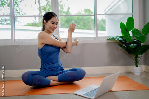 A young woman practicing yoga indoors on an exercise mat, using a laptop for online training, symbolizing health, strength, and wellbeing.
Free Download A young woman practicing yoga indoors on an exercise mat, using a laptop for online training, symbolizing health, strength, and wellbeing.
- GFXLoad