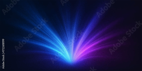 Abstract blue background with a bright light burst and glowing rays