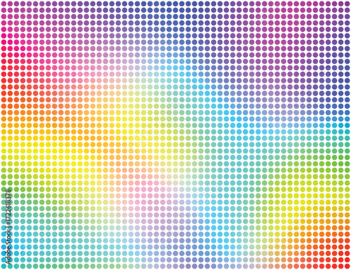 RGB monitor screen. Rainbow gradient background. Iridescent abstract color LED texture. Multicolored dot digital pattern. Vector