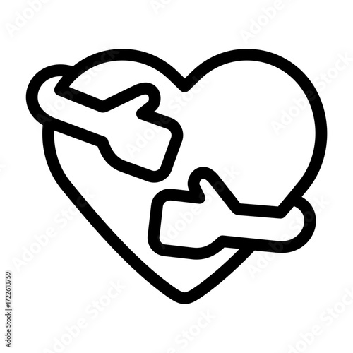 hug heart icon line