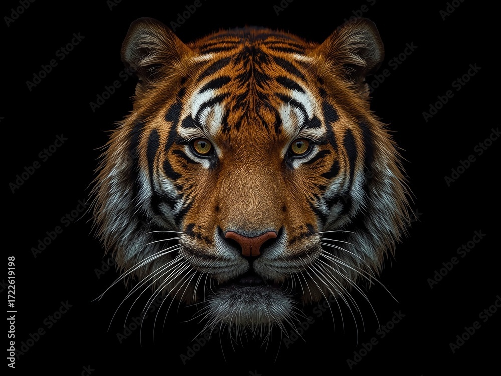 Fototapeta premium Tiger face on black background