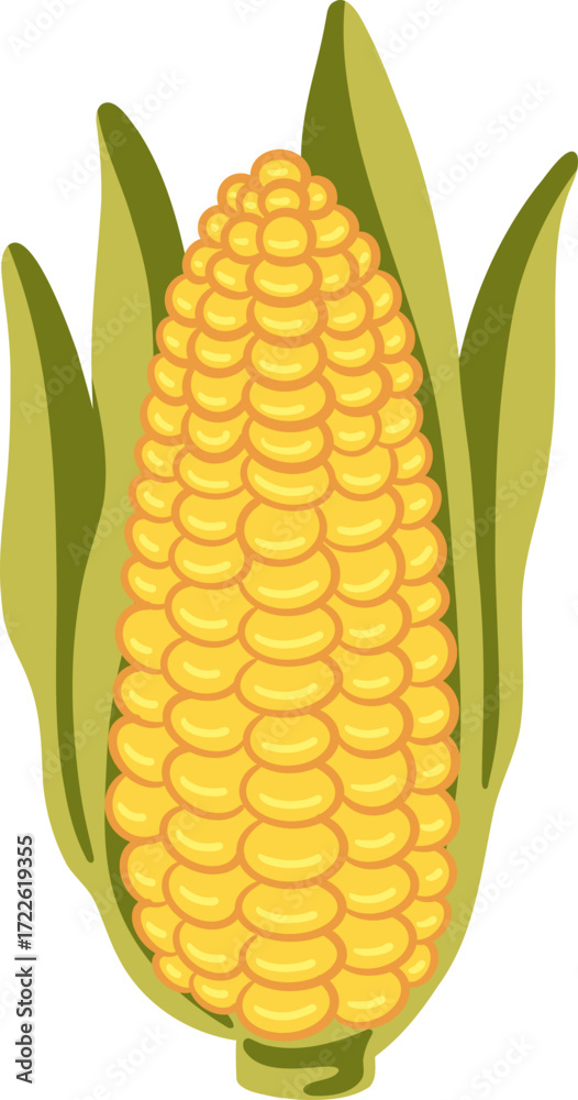 Obraz premium cute corn with husk vegetable food vector cartoon illustration
