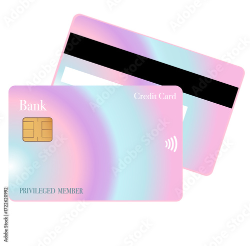 A modern set of colorful credit card vector illustrations with minimal design, perfect for financial concepts, online payments, banking services, e-commerce, fintech, and digital transactions. 