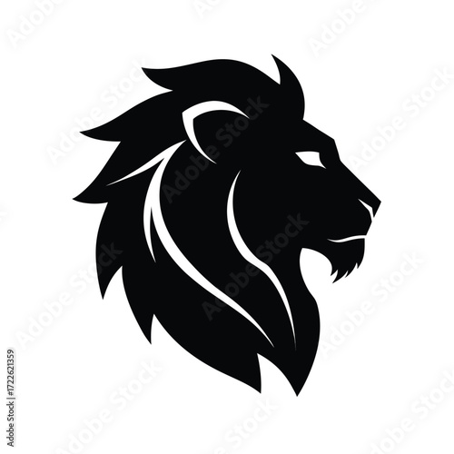 Minimalist profile silhouette of a majestic lion s head powerful and regal for branding and design