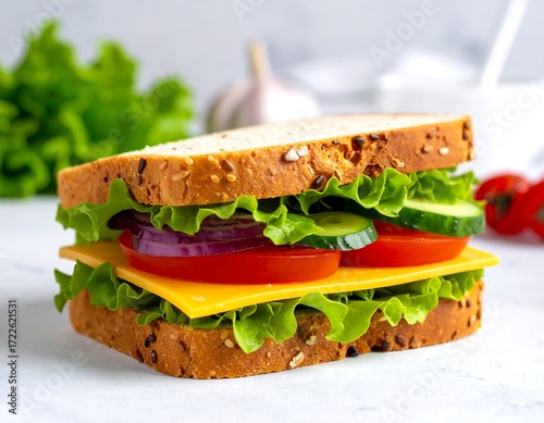 Fresh sandwich on light surface