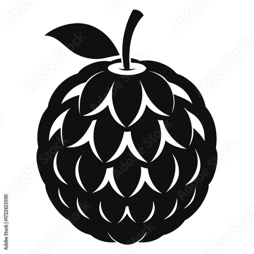 vector illustration of a custard apple fruit silhouette