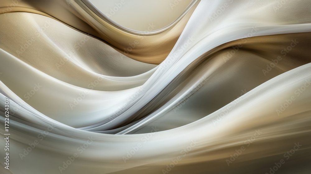 Obraz premium Flowing fabric in wavy motion in a serene studio setting