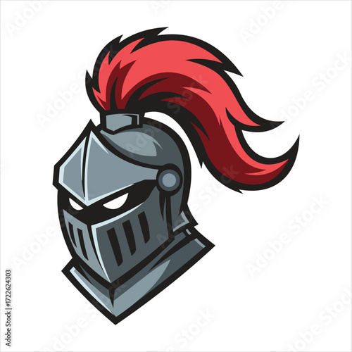 Knights helmet with red plume