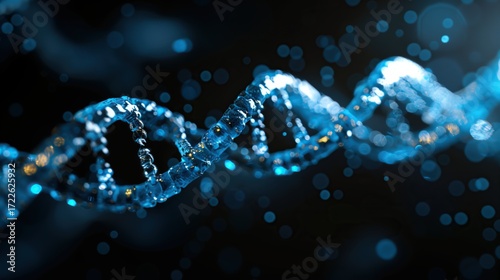 Blue DNA helix graphic.