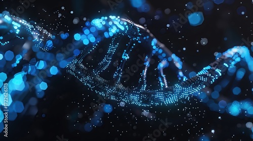 Blue DNA helix graphic.