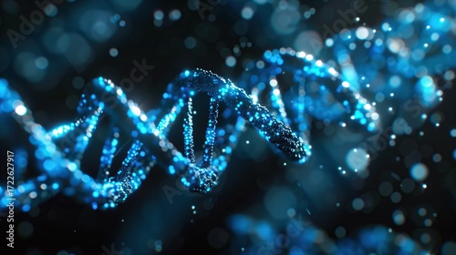 Blue DNA helix graphic.