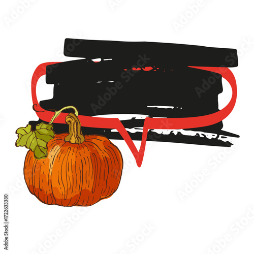 Speech Bubble pumpkin frame vector. Banners, price tags, stickers, posters, badges. Isolated on white background.