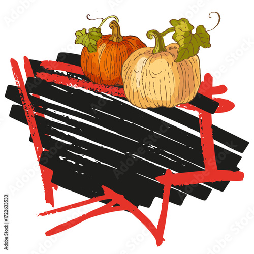 Speech Bubble pumpkin frame vector. Banners, price tags, stickers, posters, badges. Isolated on white background.