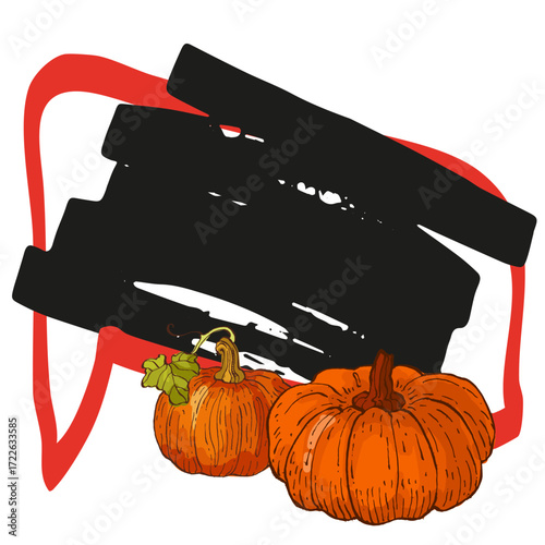 Speech Bubble pumpkin frame vector. Banners, price tags, stickers, posters, badges. Isolated on white background.