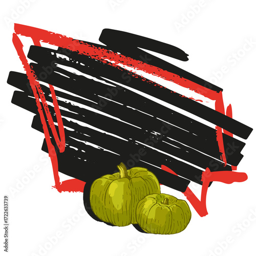 Speech Bubble pumpkin frame vector. Banners, price tags, stickers, posters, badges. Isolated on white background.