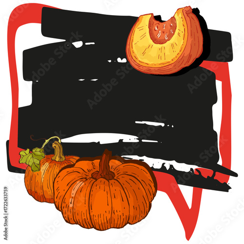 Speech Bubble pumpkin frame vector. Banners, price tags, stickers, posters, badges. Isolated on white background.
