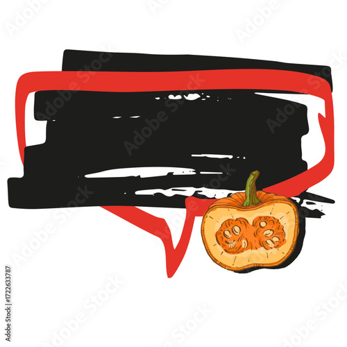 Speech Bubble pumpkin frame vector. Banners, price tags, stickers, posters, badges. Isolated on white background.