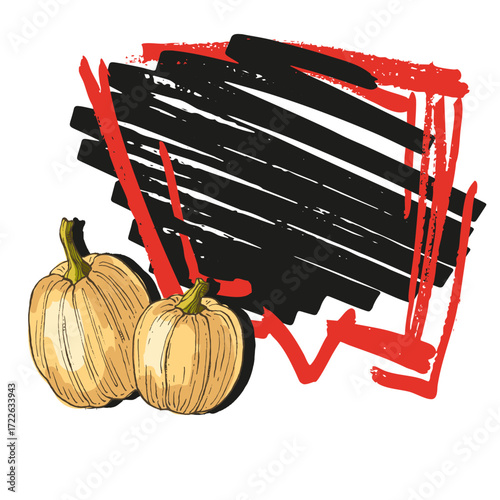 Speech Bubble pumpkin frame vector. Banners, price tags, stickers, posters, badges. Isolated on white background.