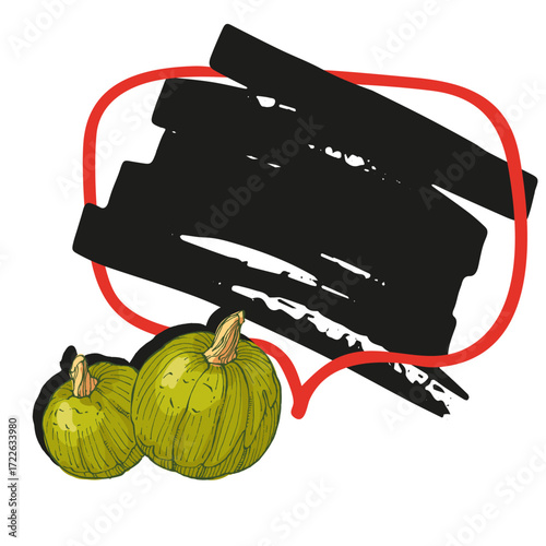Speech Bubble pumpkin frame vector. Banners, price tags, stickers, posters, badges. Isolated on white background.