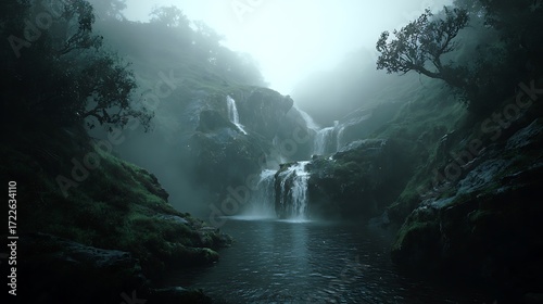 mini waterfall in the forest