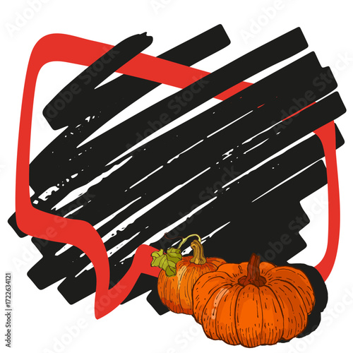 Speech Bubble pumpkin frame vector. Banners, price tags, stickers, posters, badges. Isolated on white background.