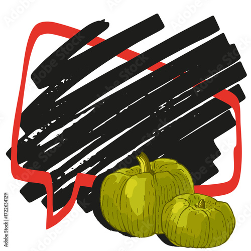 Speech Bubble pumpkin frame vector. Banners, price tags, stickers, posters, badges. Isolated on white background.