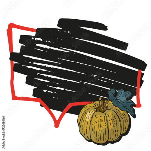 Speech Bubble pumpkin frame vector. Banners, price tags, stickers, posters, badges. Isolated on white background.