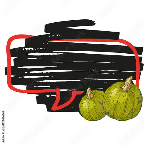 Speech Bubble pumpkin frame vector. Banners, price tags, stickers, posters, badges. Isolated on white background.
