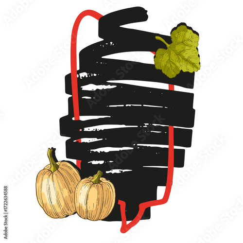 Speech Bubble pumpkin frame vector. Banners, price tags, stickers, posters, badges. Isolated on white background.
