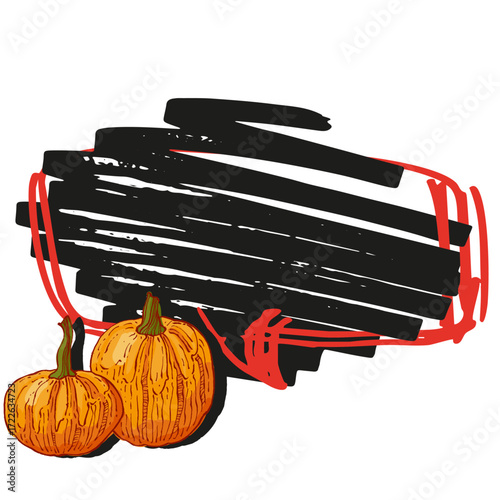 Speech Bubble pumpkin frame vector. Banners, price tags, stickers, posters, badges. Isolated on white background.