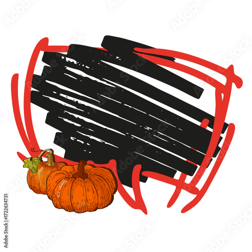 Speech Bubble pumpkin frame vector. Banners, price tags, stickers, posters, badges. Isolated on white background.