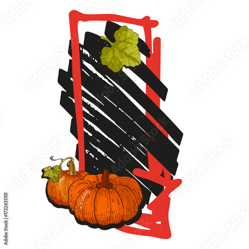 Speech Bubble pumpkin frame vector. Banners, price tags, stickers, posters, badges. Isolated on white background.