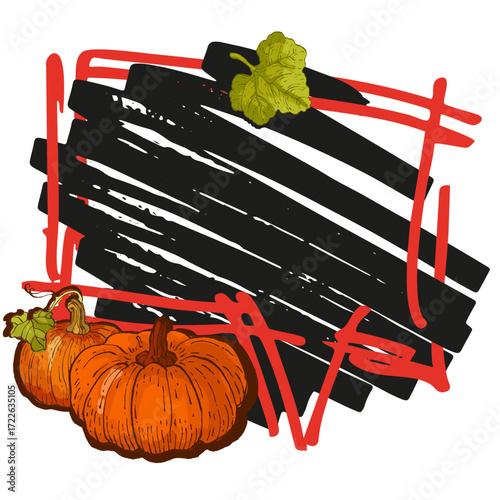 Speech Bubble pumpkin frame vector. Banners, price tags, stickers, posters, badges. Isolated on white background.