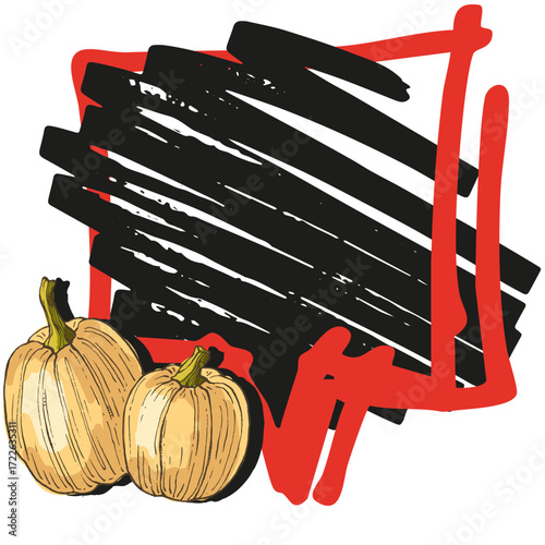 Speech Bubble pumpkin frame vector. Banners, price tags, stickers, posters, badges. Isolated on white background.